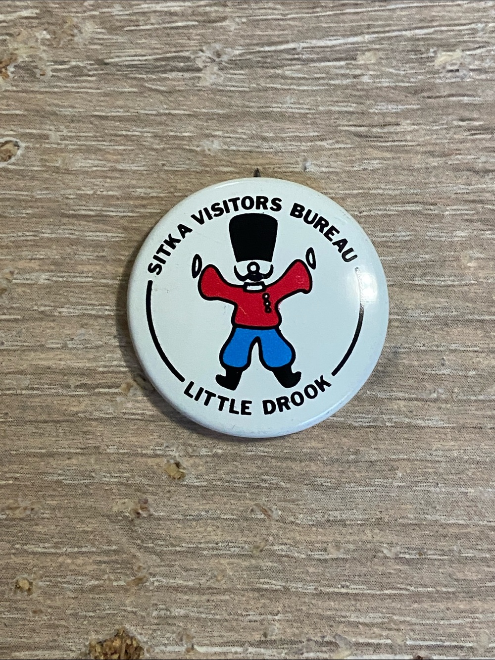 Vintage Sitka Visitors Bureau Little Drook Pin - White, Red, Blue